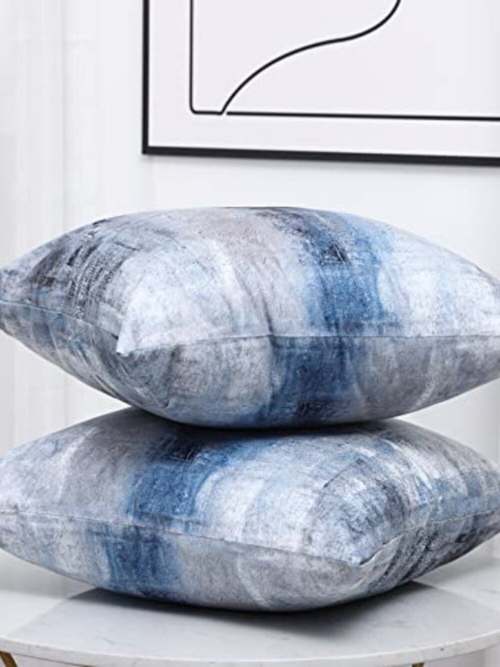 Blue and Grey Abstract Art Artwork Pillow Cover, Gallery Modern Decorative‎